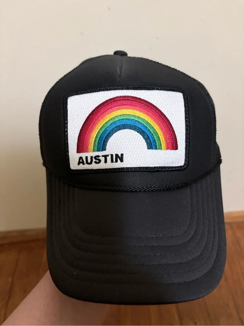 Aviator Nation Black Unisex Cap with Rainbow Patch